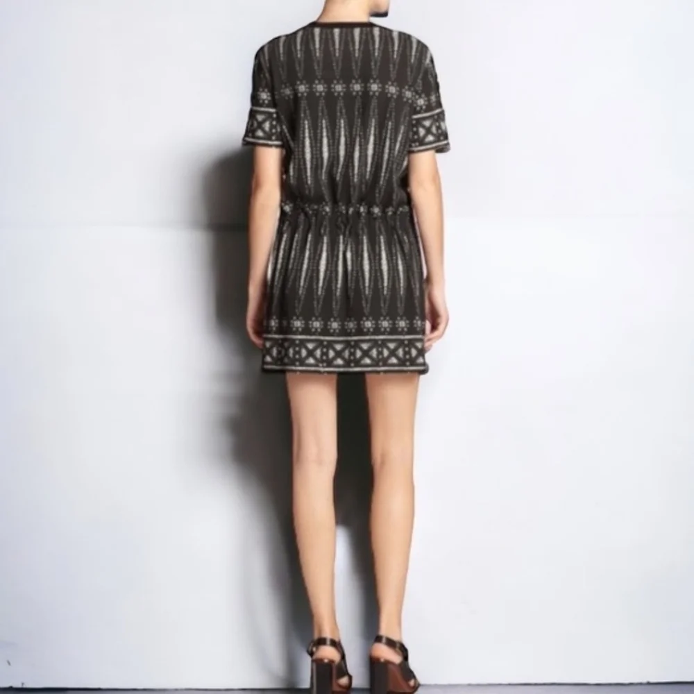 Tory Burch Bologan Pima Cotton Knit Dress Abstract Black White